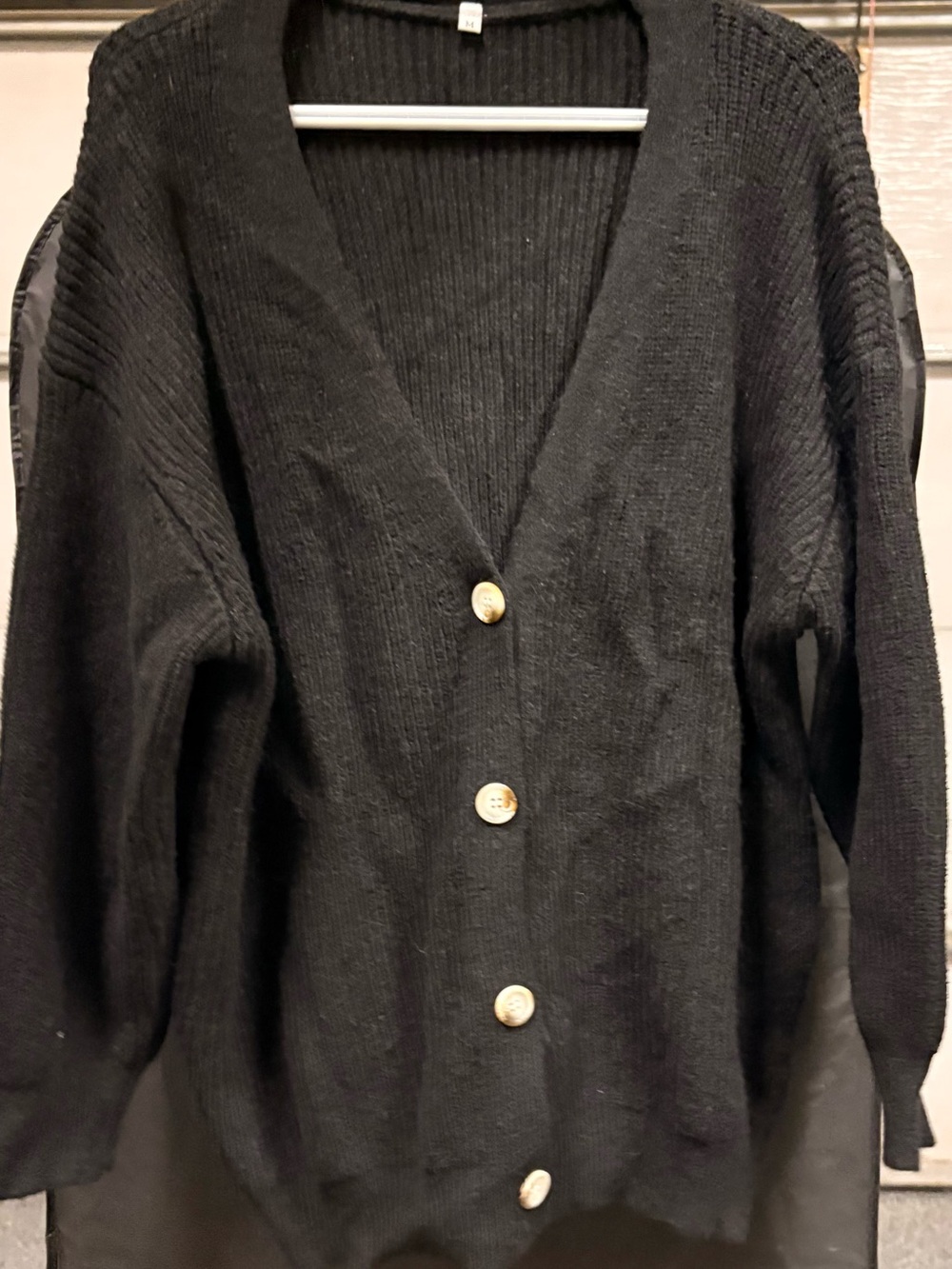 Classic Black V-Neck Button Cardigan Sweater - Women